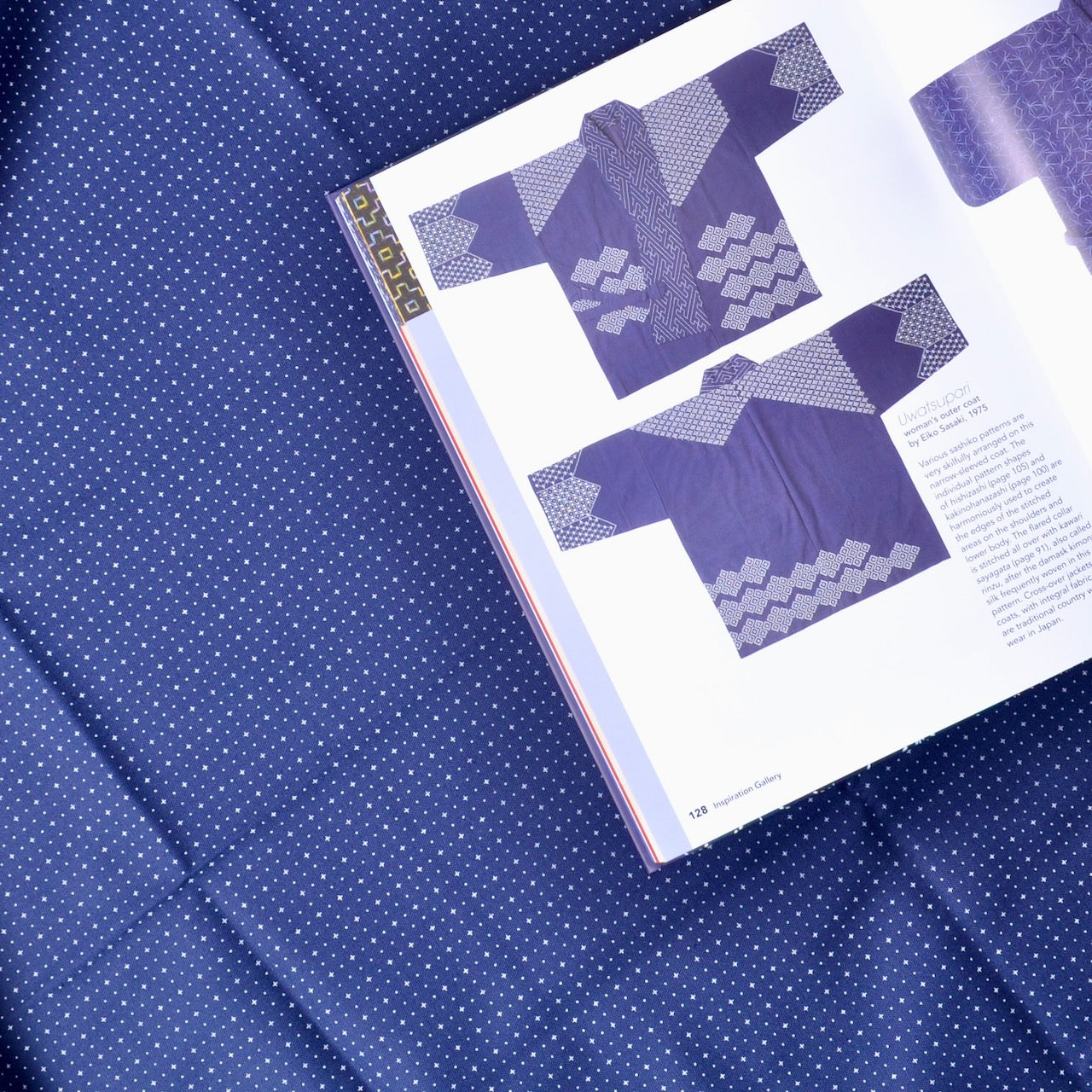 photo example of designs and use for this sashiko grid fabric