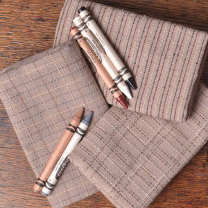  Clay and Khaki Dyed Yarn Cotton Fabric with crayons to show colours