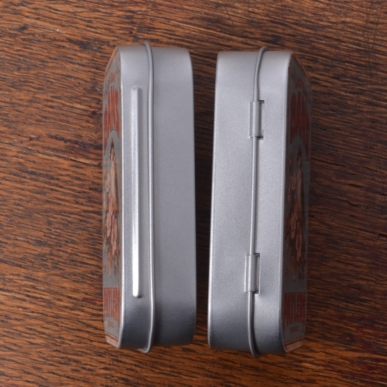 Small Tin -showing closure and hinges