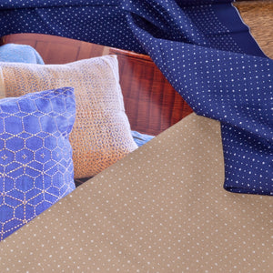 sashiko grid navy and light khaki options