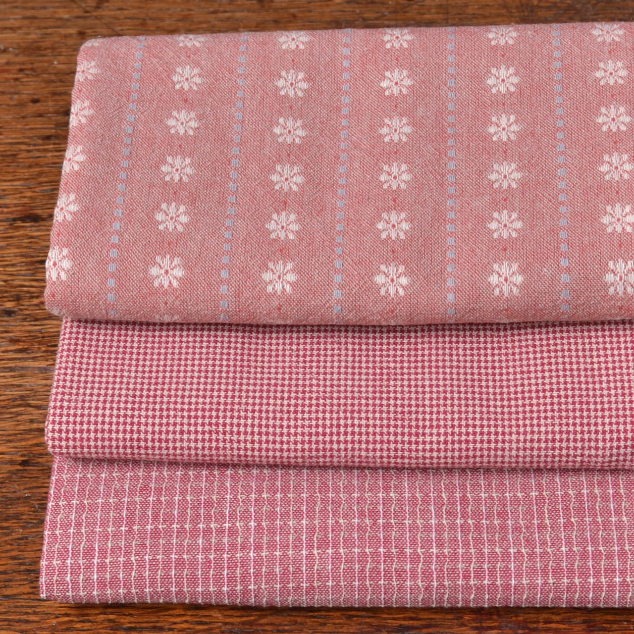 Vintage Raspberry Dyed Yarn Cotton Fabric 