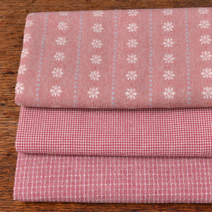 Vintage Raspberry Dyed Yarn Cotton Fabric 