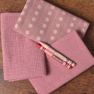 Cotton Fabric Bundle of 3, Vintage Raspberry