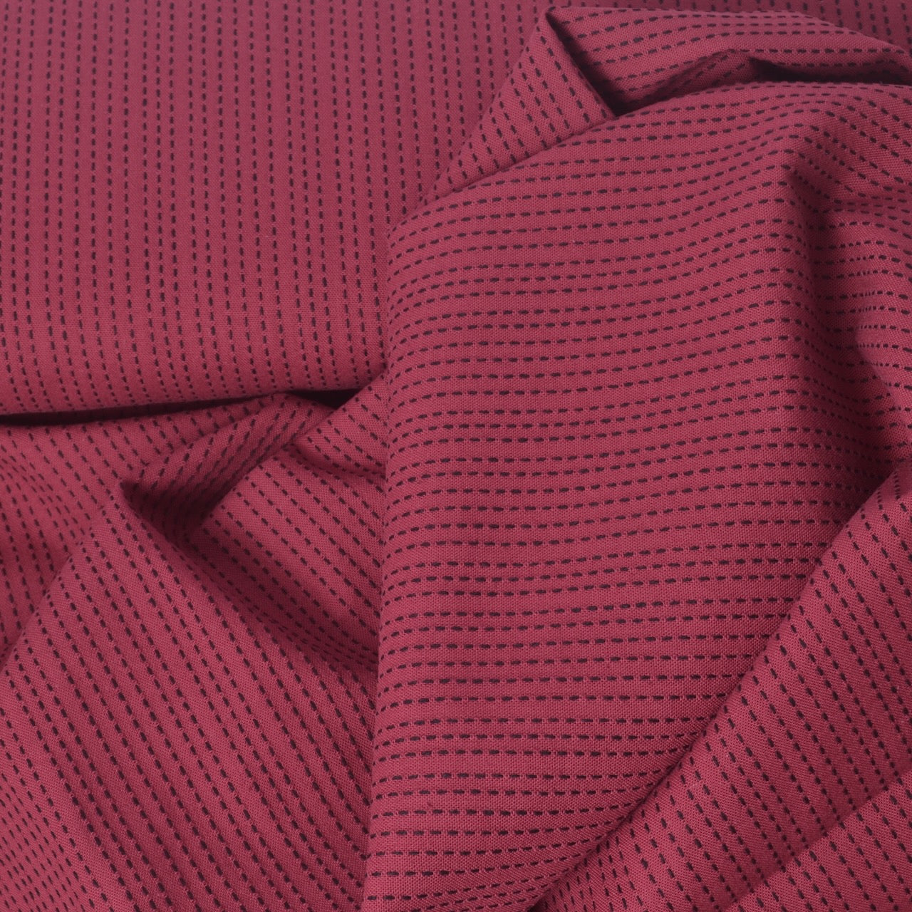 Cotton Sewing Fabric, Red, Sashiko Stitched Style