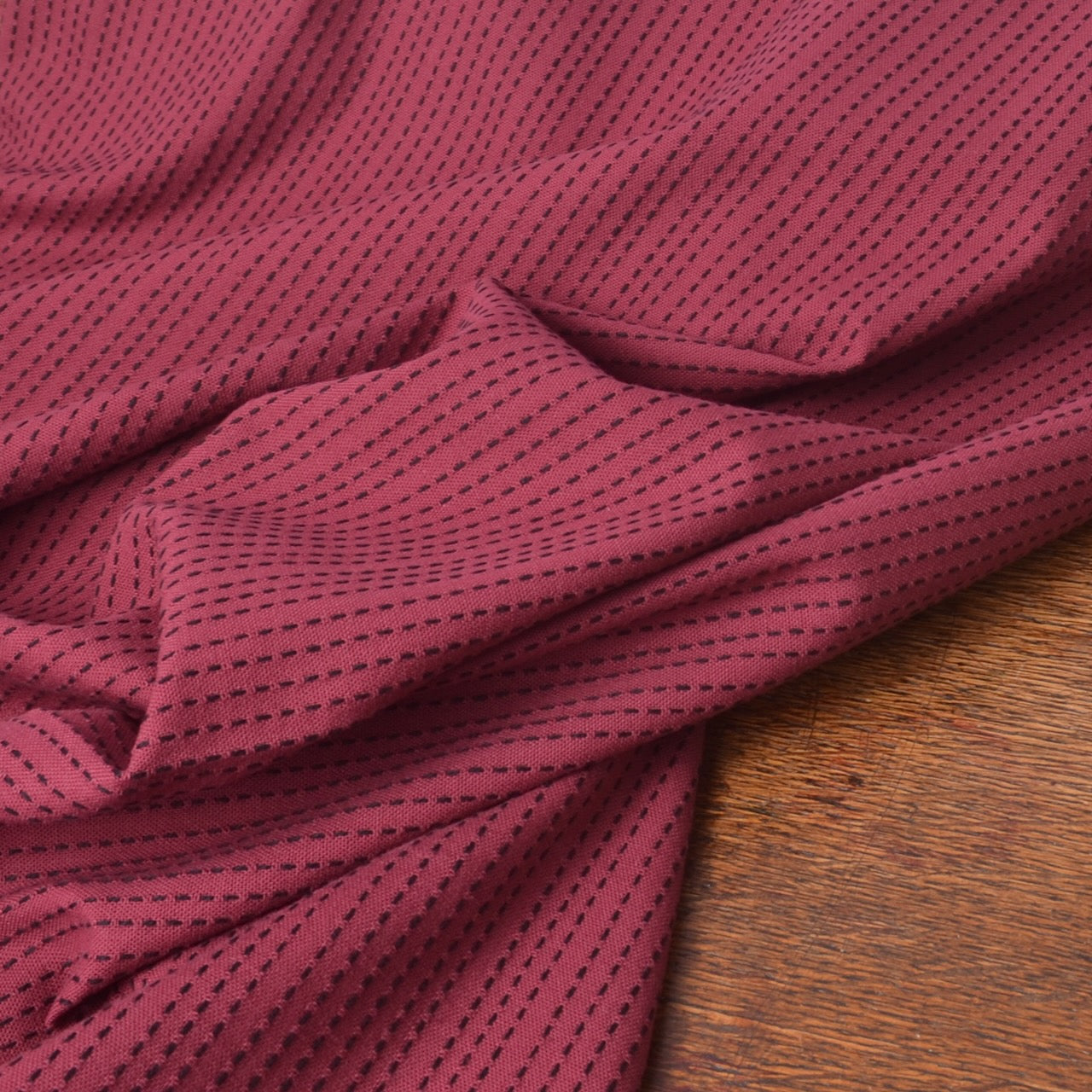 Cotton Sewing Fabric, Red, Sashiko Stitched Style