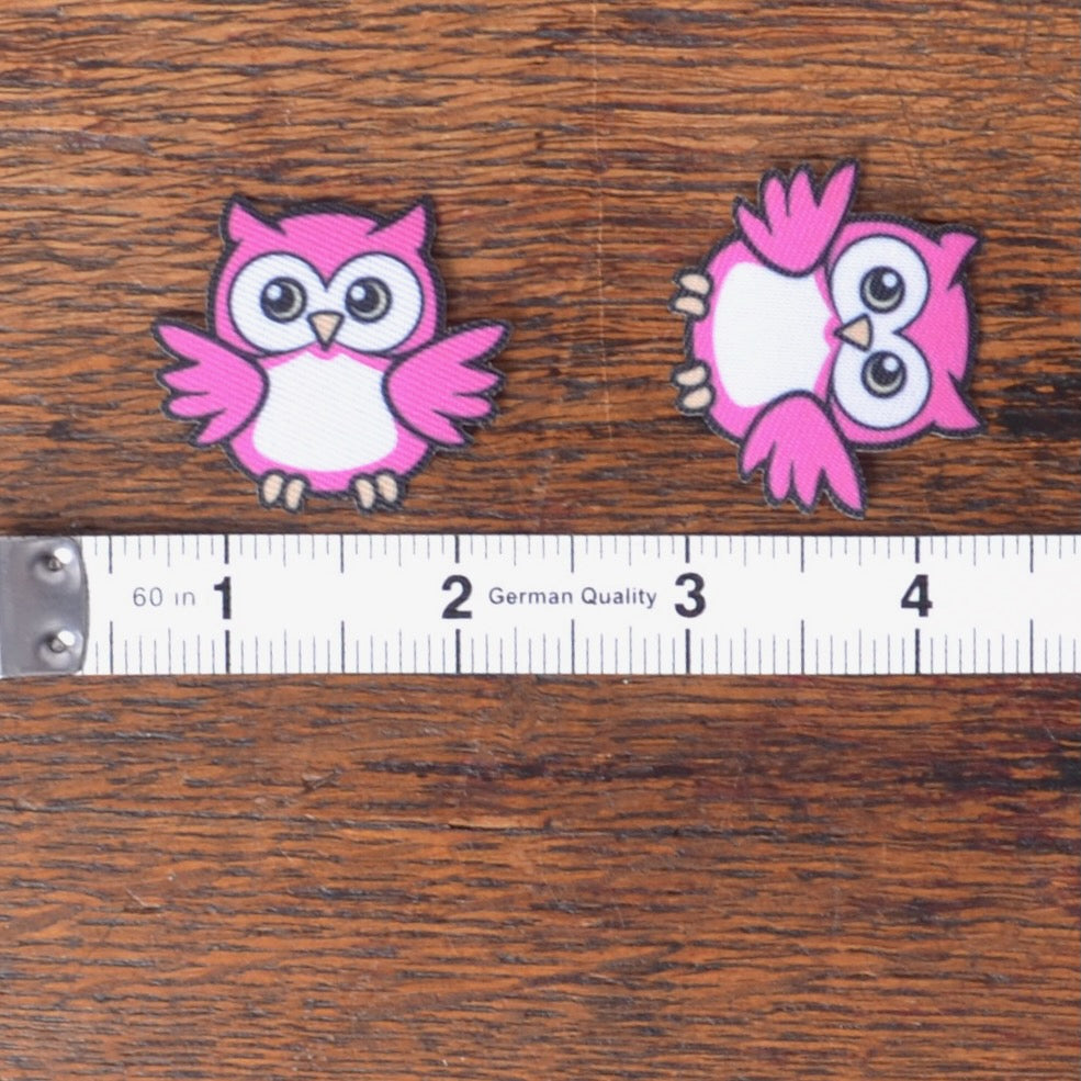 Iron On Mini Patch-Owl showing size