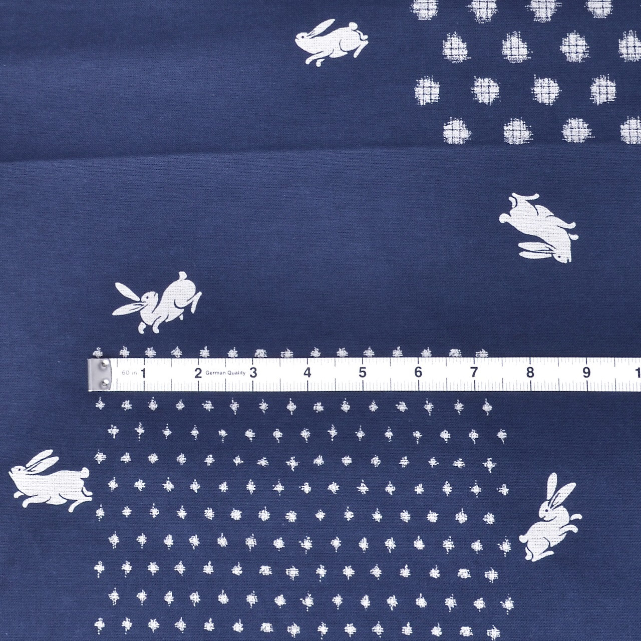 Blue japanese fabric with bunnies