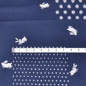 Blue japanese fabric with bunnies