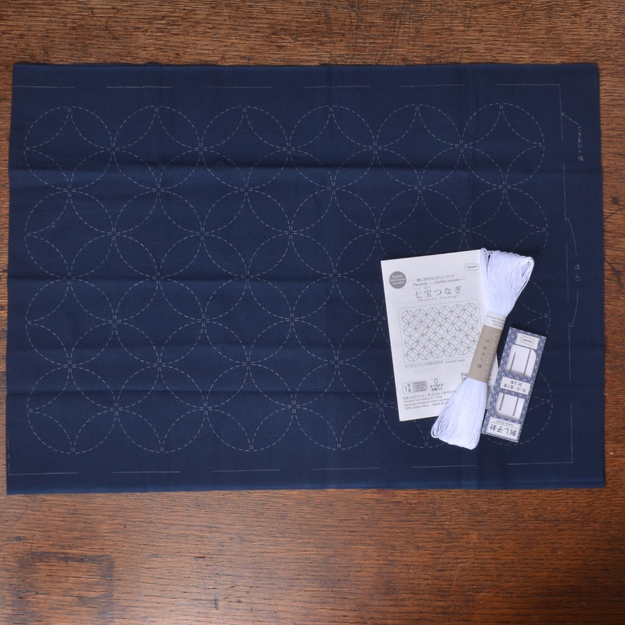 Sashiko Table Mat kit, Shippou-tsunagi