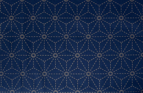 Olympus Pre-printed Sashiko Fabric, Asa-No-Ha (Flax) dark indigo blue (darker than image shows)