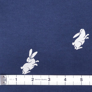 Japanese Printed Kasuri Patterns, Blue, with Bunnies