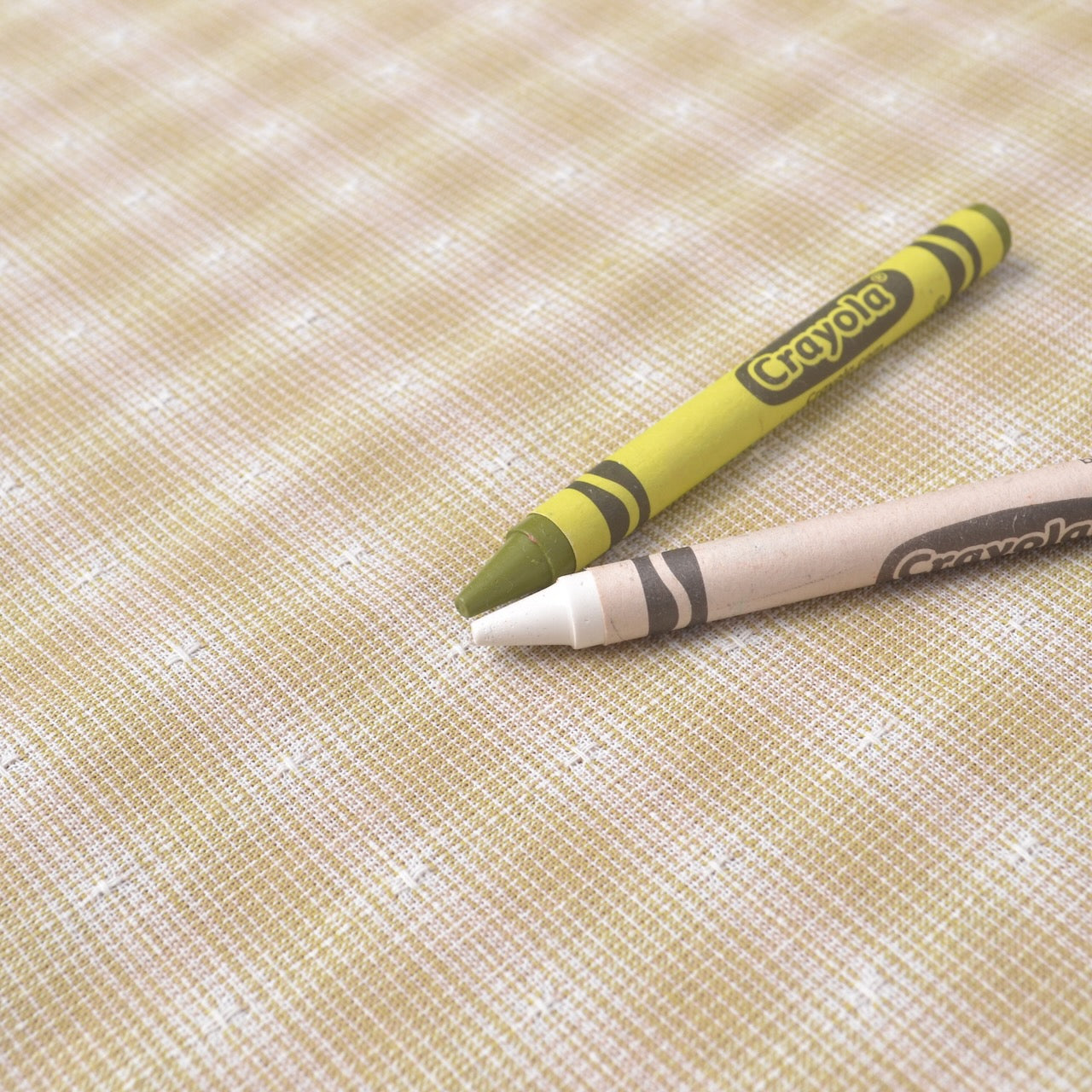 Japanese Yarn-Dyed Fabric with crayons to show colour tones
