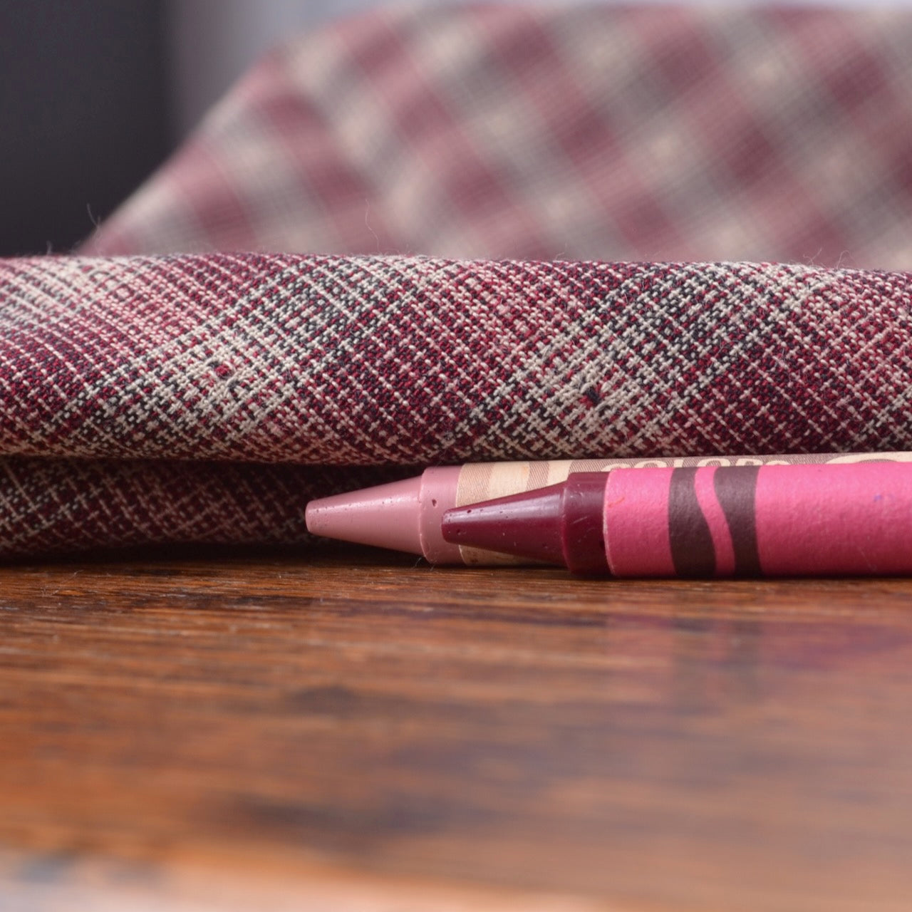 Fabric with crayons to show colours