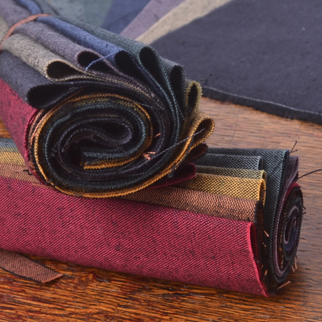 Tsumugi fabric rolls