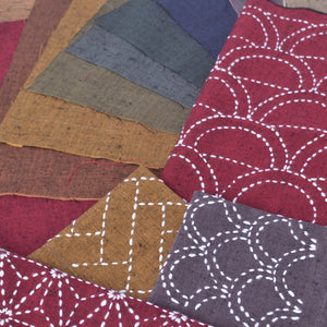 Tsumugi Cotton Fabric with Sashiko stitching