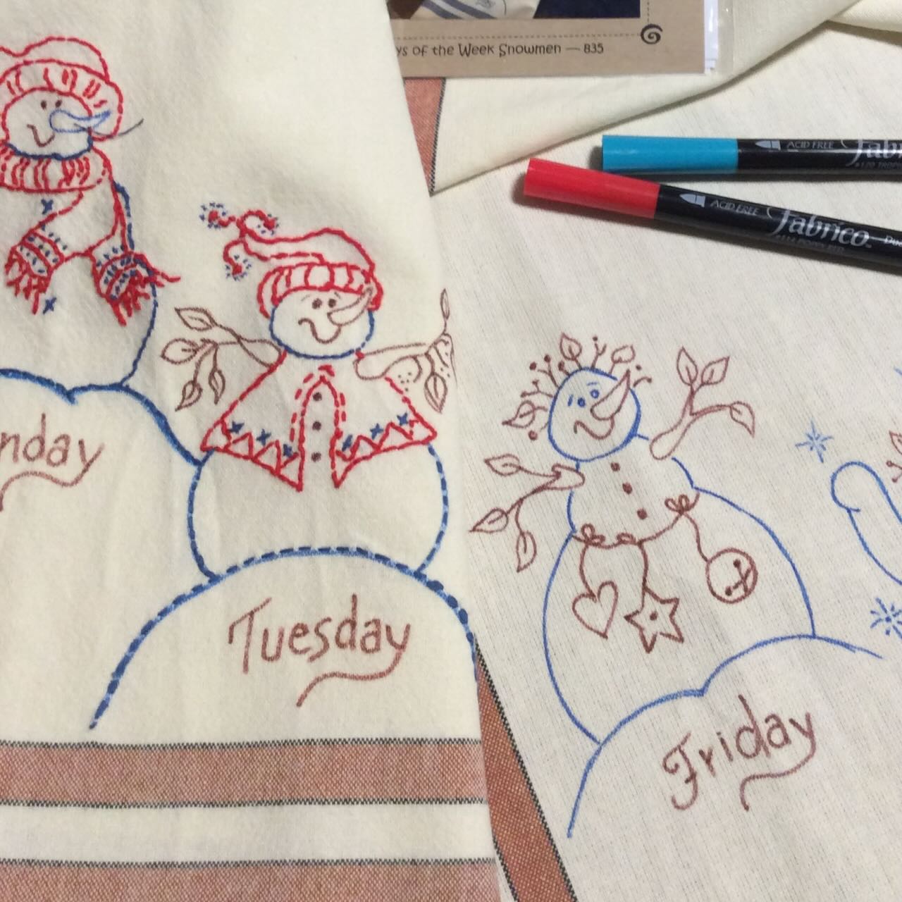  Bird Brain design stitched snowman