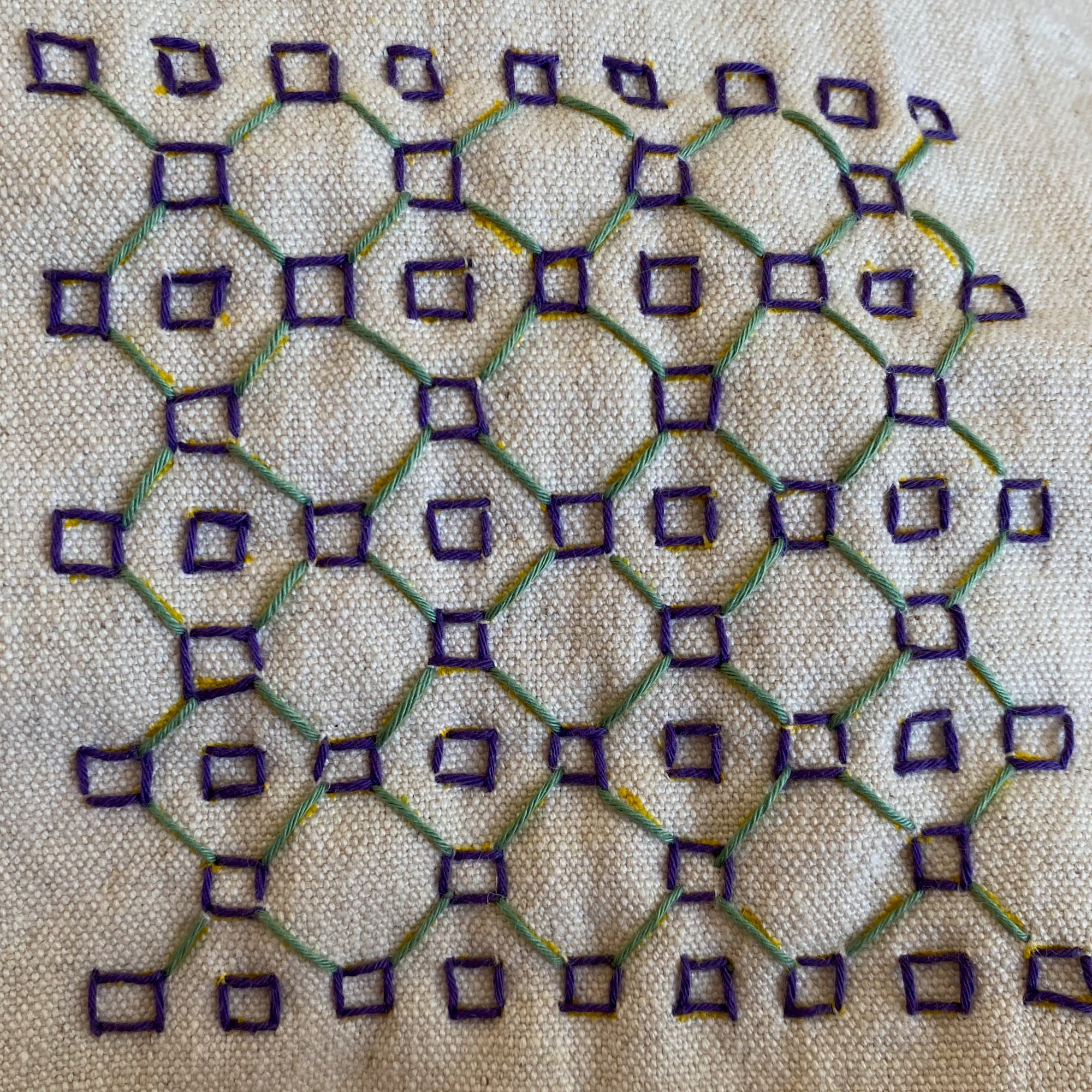 the finished stitched stencil pattern