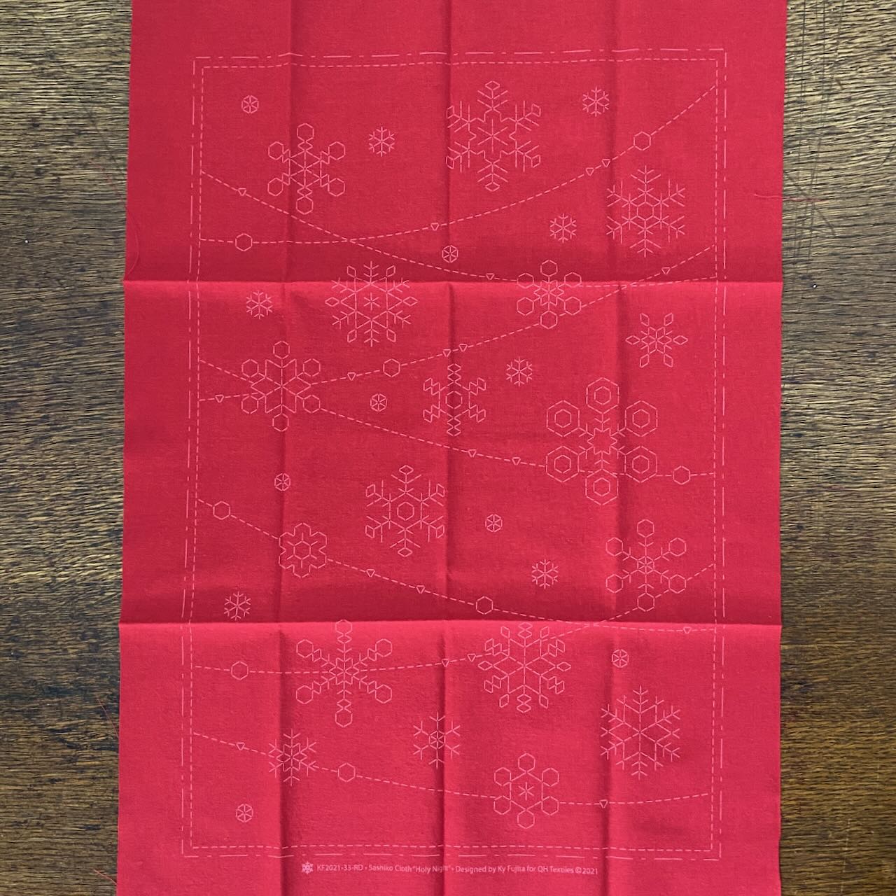 Red Sashiko Cloth Snowflakes Sampler "Holy Night"