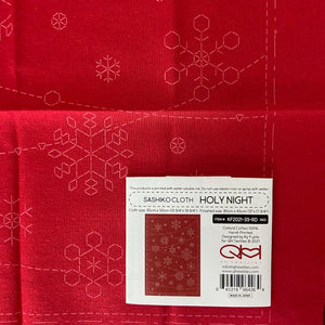 Ready to stitch red Sashiko Cloth Snowflakes Sampler "Holy Night"
