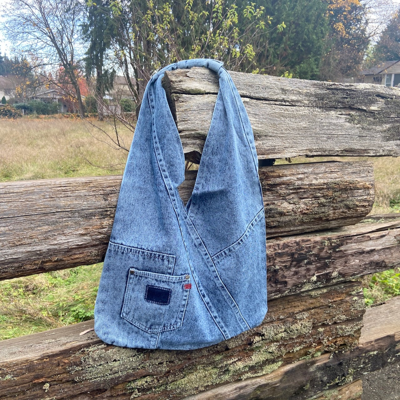 upcycled Denim bag stitching blank suitable for sashiko and boro style stitching