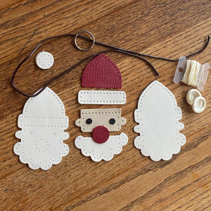 Pieces in the kit for Leather Santa Hanging Decoration or Key Cover