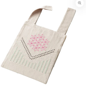 Eco Bag Sashiko Kit, Pink Cosmo  