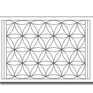 drawing of Sashiko Table Mat  Hana Guruma