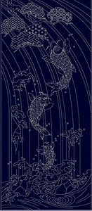 pre-printed sashiko fabric panel for stitching