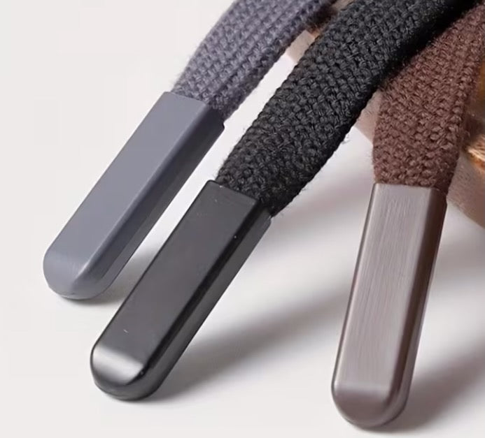 showing 1" ends and texture oof weave on replacement drawstrings for hoodies and sweatpants