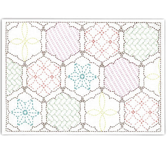 Sashiko Placemat - Floral Frame