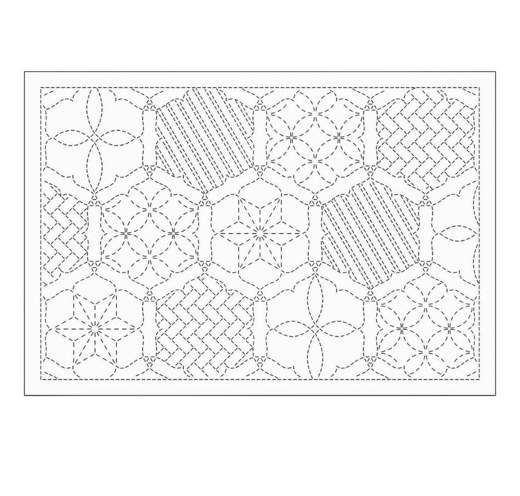 Sashiko Placemat - Floral Frame