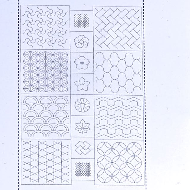 sashiko pre printed fabric panel, traditional panel