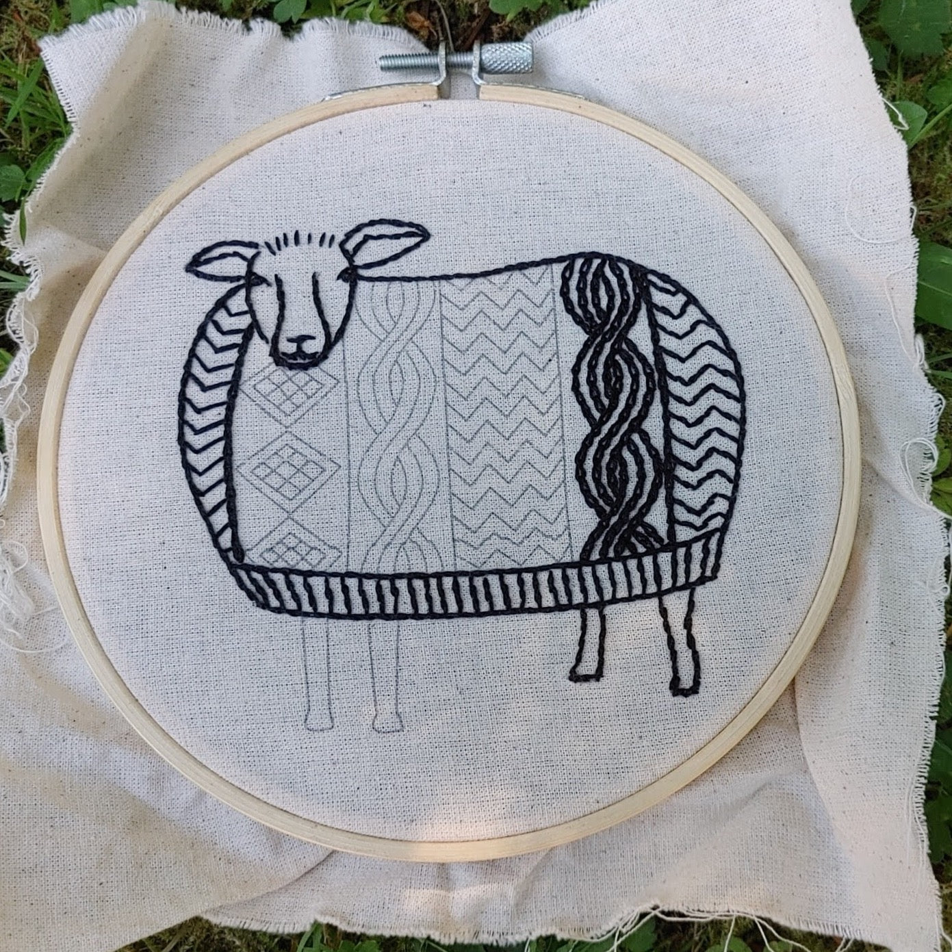 Sweater weather embroidery kit in progress