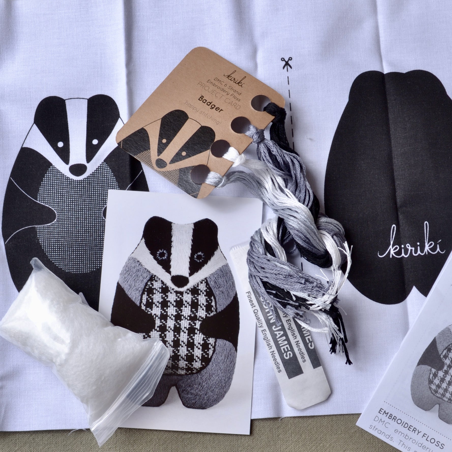 Embroidery Kit, Badger Stuffie by Kiriki Press