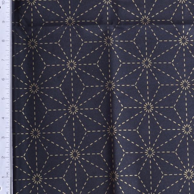 Ready to Stitch Olympus Sashiko Fabric, Asa-no-Ha (Hemp Leaf), Navy
