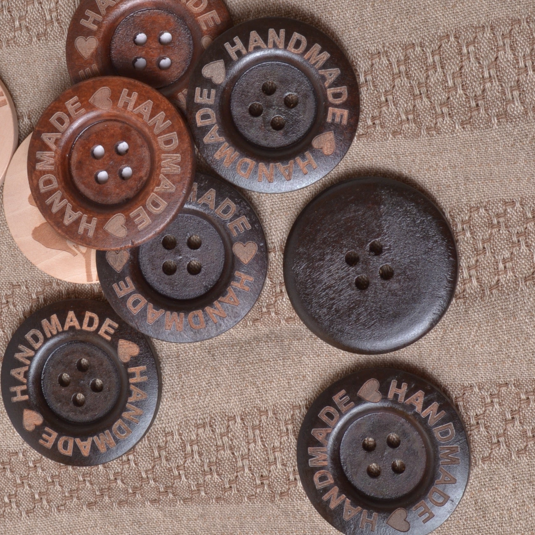 Decorative Wooden Buttons HANDMADE - A Threaded Needle