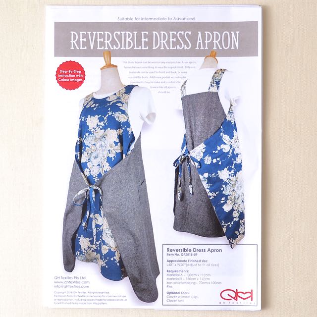 Japanese reversible dress apron pattern