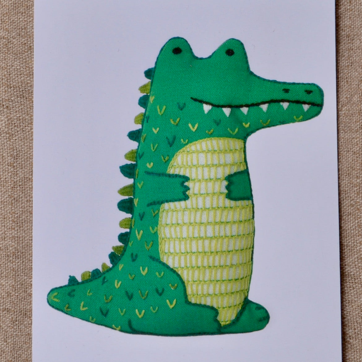 Modern embroidery kit, alligator toy