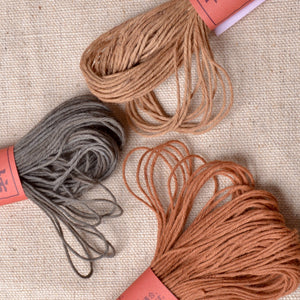 Natural cotton plant dyed thread for hand stitching, boro, mending, sashiko