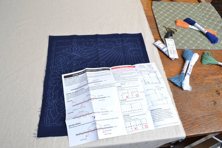 Instructions showing sashiko stitching