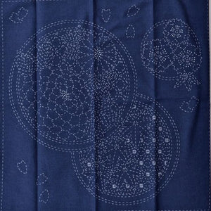 Seasons sashiko cloth design by Hitome Fujito, ready to stitch cotton fabric, wash out ink