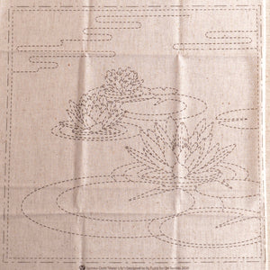 sashiko waterlily pre printed fabric