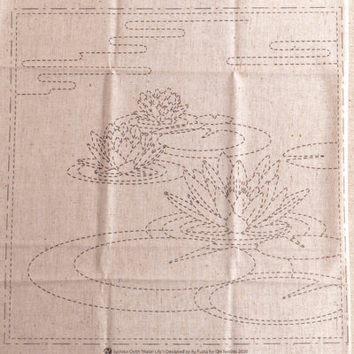 sashiko waterlily pre printed fabric