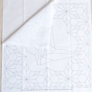 White sashiko fabric with pre printed pattern