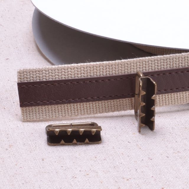 Bag strap hardware with back angled teeth