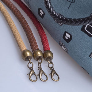 braided leather bag or purse handle straps