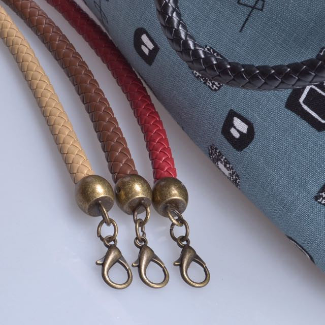 braided leather bag or purse handle straps