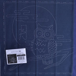 sashiko owl fabric pre print ready to stitch