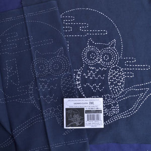 sashiko owl ready to stitch fabric kit