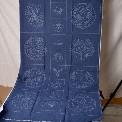 Tsumugi fabric sashiko preprinted panel